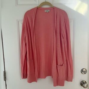 LOFT Coral Open-Front Cardigan